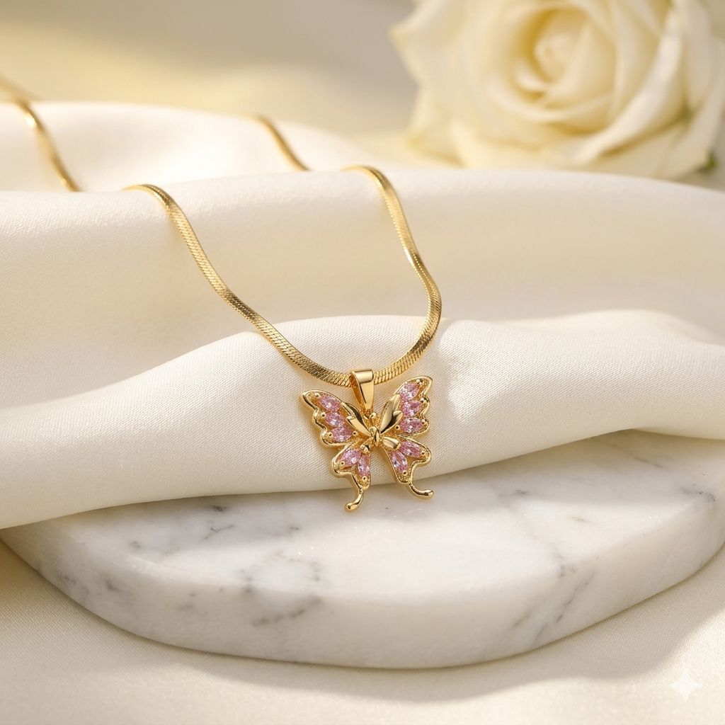 Blush Butterfly Glow Necklace