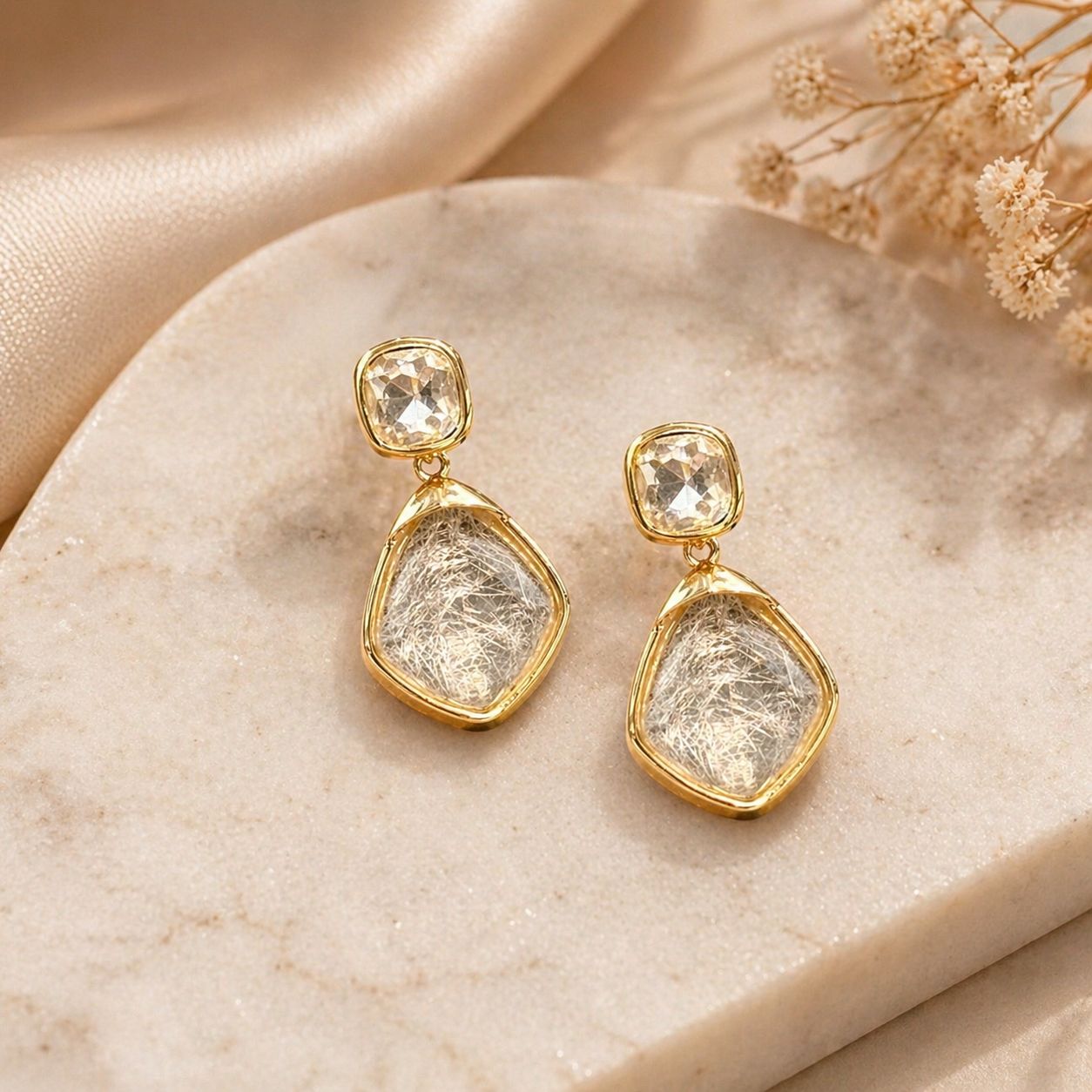 Crystal Veil Drop Earrings